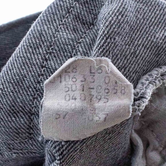 Levis 501 Black Denim Jeans Button Fly Grunge Skate 28 x 32 VTG 80s Grunge - Picture 14 of 14